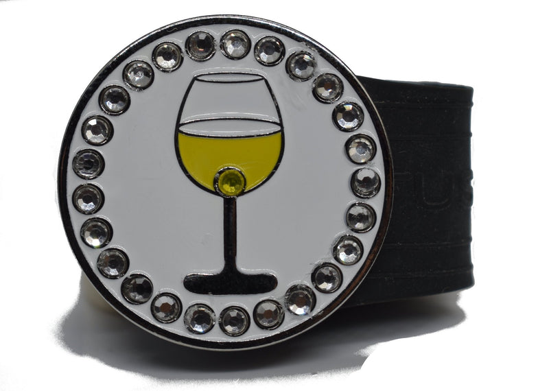 Load image into Gallery viewer, White Wine golf ball marker on a Black InfusenClip™
