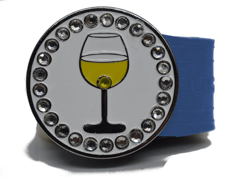 Load image into Gallery viewer, White Wine golf ball marker on a Blue InfusenClip™
