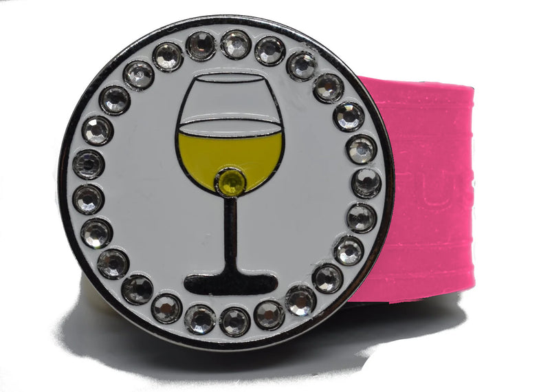 Load image into Gallery viewer, White Wine golf ball marker on a Pink InfusenClip™
