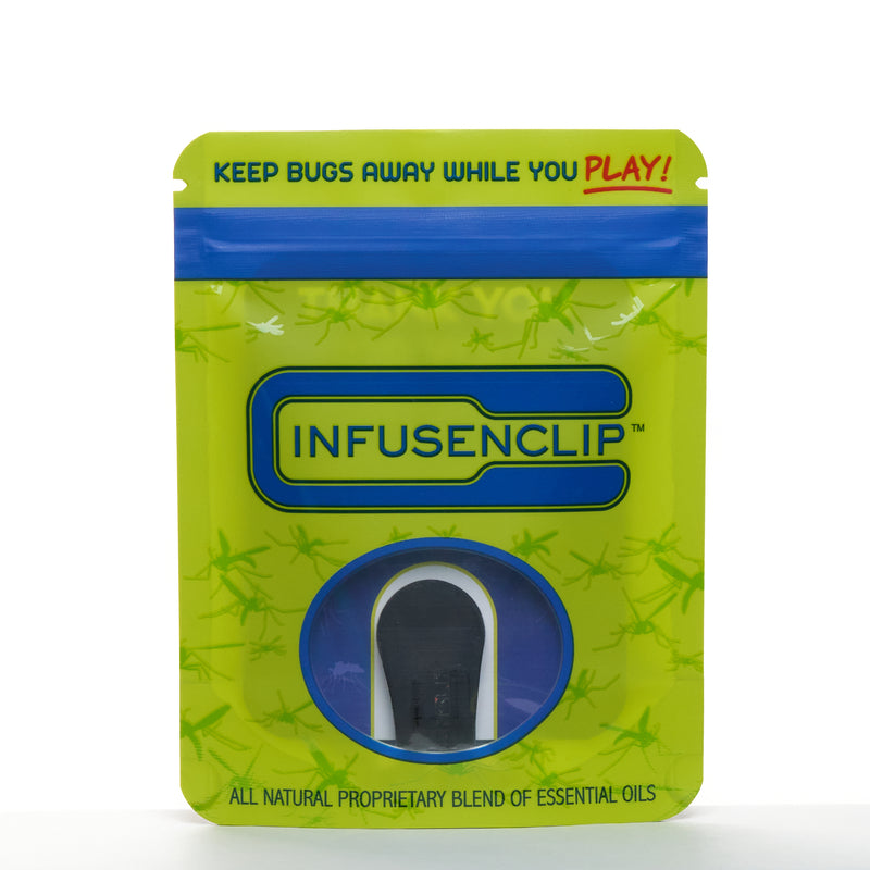 Load image into Gallery viewer, InfusenClip bug repellent magnetic Clip in packaging. Returning the InfusenClip to the airtight packaging after use extends the life of the InfusenClip up to three (3) months.
